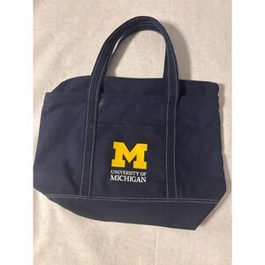 University of Michigan Canvas Tote Bag Navy Blue Good Large Logo Collegiate